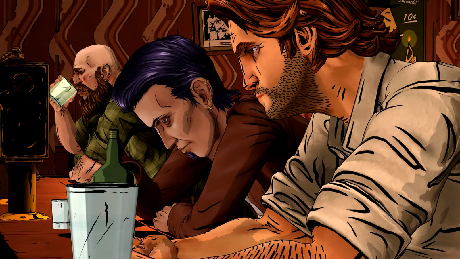 Bigby's wolf-eyed stare in a remastered close-up